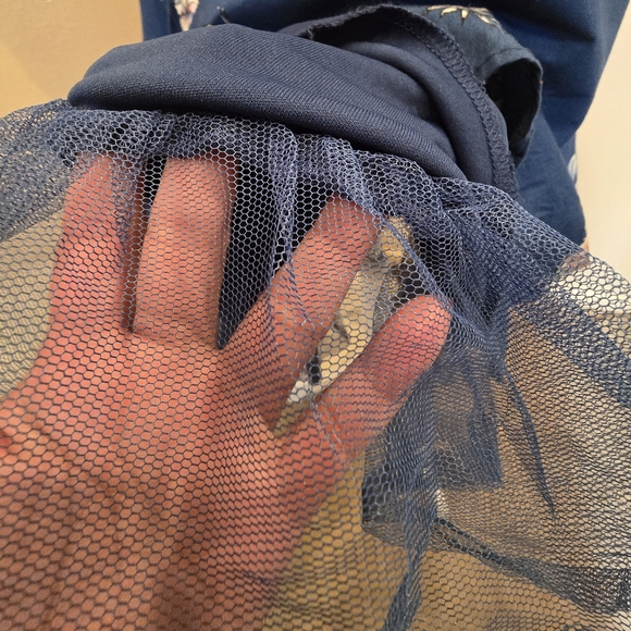 Bailey Blue Floral Cotton Lace- up Sides Skater dress Petticoat - Picture 4 of 4